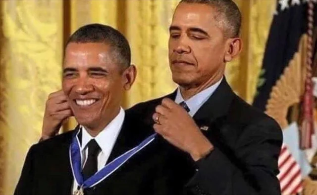 Obama giving himself a medal